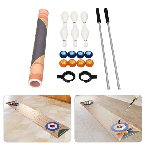 CHERIPOLI 3-In-1 Curling and Shuffleboard Table-Top Game, Cpiel Tragbares Tischkegelspiel, Curling-Spiel Tabletop Tischspiel, für die ganze Familie Outdoor Spiele Zuhause Büro Party von CHERIPOLI