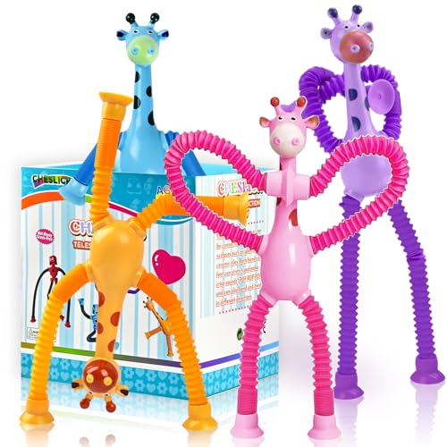Sensorisches Spielzeug mit Giraffen-Motiv, 4 Stück, Geschenk für Kleinkinder, Mädchen, Jahr 3, 4, 5, 6, 7, 8, 9, 10, Saugnapf, Autismus-Spielzeug, Pop-Röhre, Autistik-Reisespielzeug, Strumpf Sensorisches Spielzeug mit Giraffen-Motiv, 4 Stück, Geschenk für Kleinkinder, Mädchen, Jahr 3, 4, 5, 6, 7, 8, 9, 10, Saugnapf, Autismus-Spielzeug, Pop-Röhre, Autistik-Reisespielzeug, Strumpf von CHESLICR