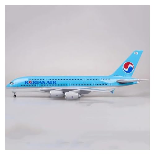 Für Republic of Korea International Airlines A380, Flugzeugmodell Im Maßstab 1:160, 45,5 cm, Mit Beleuchtung Und Rädern (Size : Without Light) von CHEWYZ