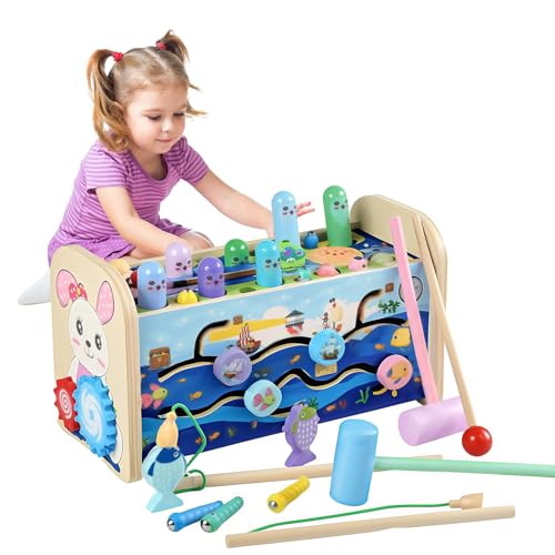 7-in-1 Sensorik Spielzeug Montessori Spielzeug ab 1 Jahr, Holzspielzeug Lernspielzeug für Kleinkinder mit Klangspiel, Schlagspiel, Angelspiel – Sicher & Langlebig, Förderung von Feinmotorik & Geduld 7-in-1 Sensorik Spielzeug Montessori Spielzeug ab 1 Jahr, Holzspielzeug Lernspielzeug für Kleinkinder mit Klangspiel, Schlagspiel, Angelspiel – Sicher & Langlebig, Förderung von Feinmotorik & Geduld von CHEXAOM