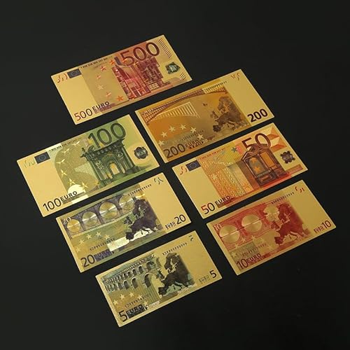 CHEXAOM Gefälschte Euro-Banknoten, Lernspielzeug – Dummy-Scheine aus langlebigem PVC mit goldenem Design, Händlerspiele für Kinder, monetäres Lernen (4 x 5/10/20/50/100/200/500) von CHEXAOM