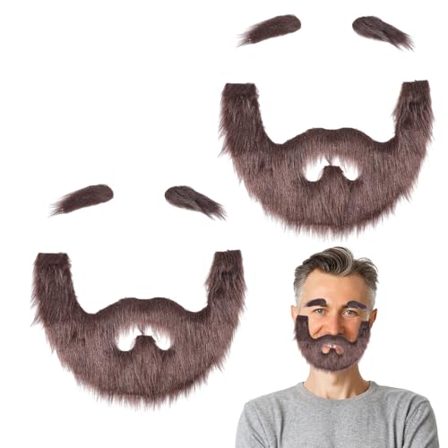 CHGCRAFT 2 Sätze Selbstklebender Falscher Schnurrbart Set Selbstklebende Falsche Augenbrauen und Bärte für Cosplay Kostüm Zubehör Halloween Festival Party, Braun CHGCRAFT 2 Sätze Selbstklebender Falscher Schnurrbart Set Selbstklebende Falsche Augenbrauen und Bärte für Cosplay Kostüm Zubehör Halloween Festival Party, Braun von CHGCRAFT