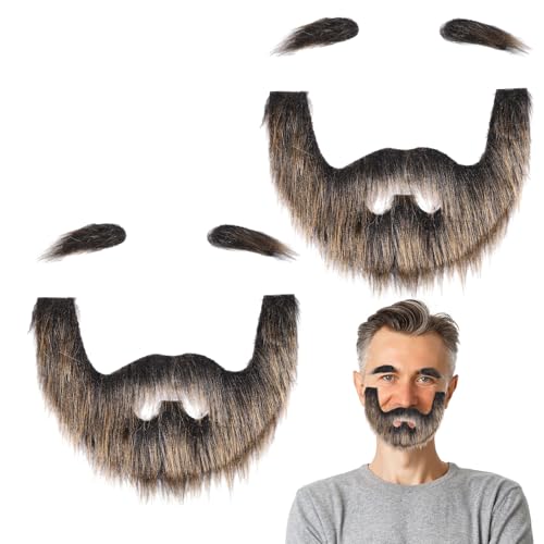 CHGCRAFT 2 Sätze Selbstklebender Falscher Schnurrbart Set Selbstklebende Falsche Augenbrauen und Bärte für Cosplay Kostüm Zubehör Halloween Festival Party, Dunkel Gold CHGCRAFT 2 Sätze Selbstklebender Falscher Schnurrbart Set Selbstklebende Falsche Augenbrauen und Bärte für Cosplay Kostüm Zubehör Halloween Festival Party, Dunkel Gold von CHGCRAFT