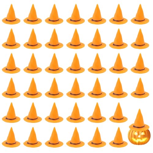 CHGCRAFT 40 Stück Mini Hexe Mütze Hexenhut für Halloween Mini-Dachel Hexe Mütze Flasche Wein Geschenk Mütze Festivals Halloween-Partys Festivals DIY Dekoration Handwerk Orange von CHGCRAFT