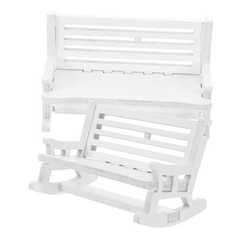 2 Stück Holz Schaukelstuhl Vintage Rocking Chair für Puppenhaus Tischdekoration für Heimdekoration Miniaturmodelle und Bastelprojekte von CHICAMPERA