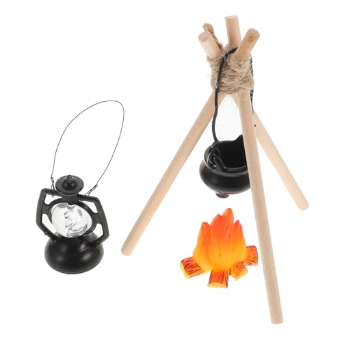 CHICAMPERA 1 Satz Campfire für Puppenhaus Realistische Dekoration für Fotografie Szenen Charmante Camping mit Holzregal und Zubehör von CHICAMPERA
