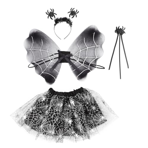 CHICAMPERA 1 Satz Halloween Spinnenkostüm Set für Teiliges Set mit Tüllrock Flügel Haarband und Zauberstab für Festlichkeiten und Bühnenaufführungen von CHICAMPERA