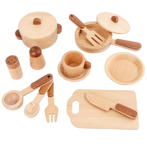 CHICAMPERA 1 Satz Küchen Spielzeugset aus Holz für Pädagogisches für Rollenspiele Sicheres und Langlebiges Zubehör für Kreative Kochaktivitäten und Interaktive Eltern Junge Mädchen Spiele von CHICAMPERA