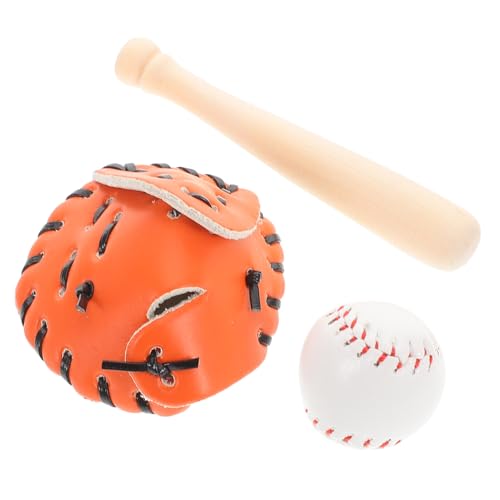 CHICAMPERA 1 Satz Mini Baseball Set für Puppenhaus Teiliges Outdoor Set mit PU und Adorable Miniature Sports Accessory für Bastelprojekte und Dekoration Leicht und Tragbar für Drinnen und von CHICAMPERA