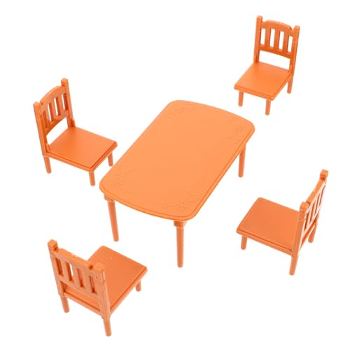 CHICAMPERA 1 Satz Mini Möbeltisch Und Stuhl Esstisch Kindermöbel Puppenhaustisch Esszimmerstuhl Tischspielzeug Mini-Tisch Kinderspielzeug Spielhausmöbel Plastik Khaki von CHICAMPERA