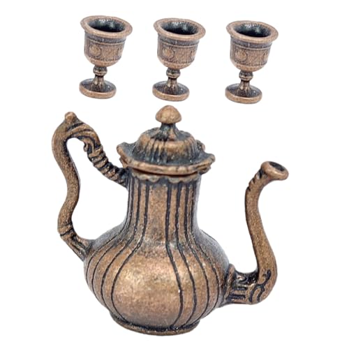CHICAMPERA 1 Satz Mini- Puppenhaus-Miniaturen Mini-Wasserkocher Teekessel Küche Rollenspiel Mini-Teetassen Rollenspielset küche spielset Mini-Tassen Legierung Coffee von CHICAMPERA