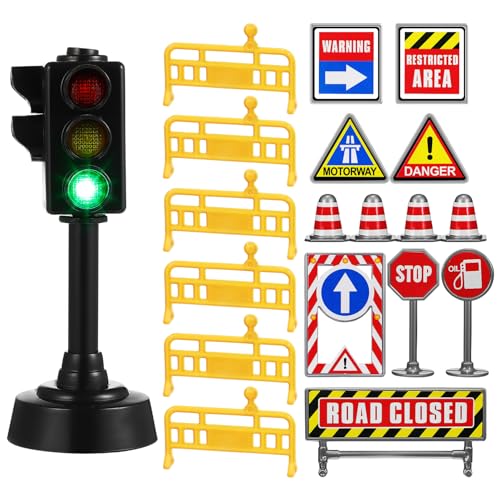 CHICAMPERA 1 Satz Mini Verkehrszeichen Set Verkehrsampel mit Straßenschildern Sicheres Lernspielzeug für Eltern Interaktion und Frühkindliche Bildung von CHICAMPERA