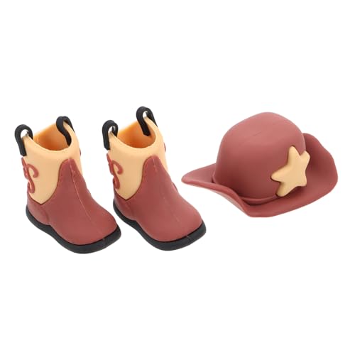 CHICAMPERA 1 Satz Miniatur Cowboyhut und Stiefel Set Dekoration für Puppenhaus und Cowboy Partys Vielseitige Western Deko für Zuhause und Feiern Einzigartiger Charme für Freunde und Familie von CHICAMPERA