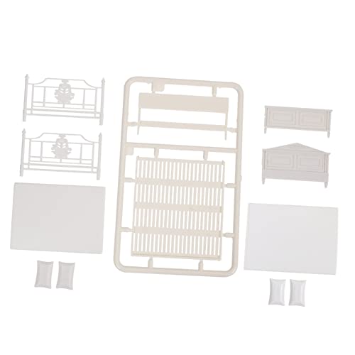 CHICAMPERA 1 Satz Modell Bett Bettspielzeug Mini-schlafzimmermöbel Bettmodell Miniaturbett Miniatur-puppenstubenbett DIY Mini-möbel Mini-möbelstütze Desktop-mini-möbel Mini- -kit Abs Weiß von CHICAMPERA