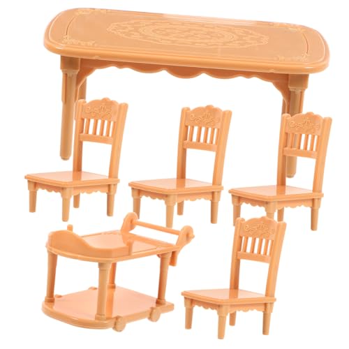 CHICAMPERA 1 Satz Modell Esstisch Und Stuhl Puppenhaus Zubehör Mini -hausmöbel Puppenstubenmöbel Aus Kunststoff Miniaturmöbel Für Puppenstuben Puppenhaus Mini-tischstuhl Mini Möbel Plastik von CHICAMPERA