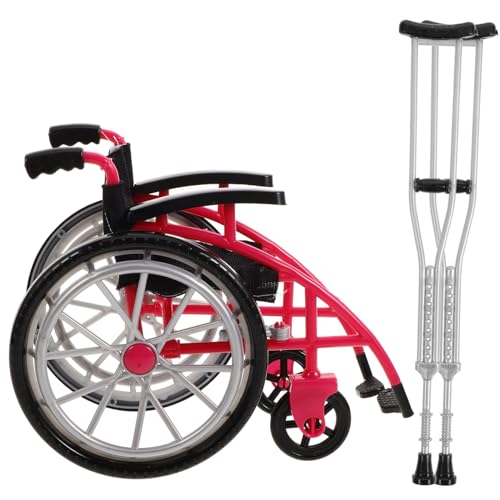 CHICAMPERA 1 Satz Puppen-Rollstuhl- Und Krücken-spielset, Miniatur-Rollstuhl-krücken-Modelle von CHICAMPERA