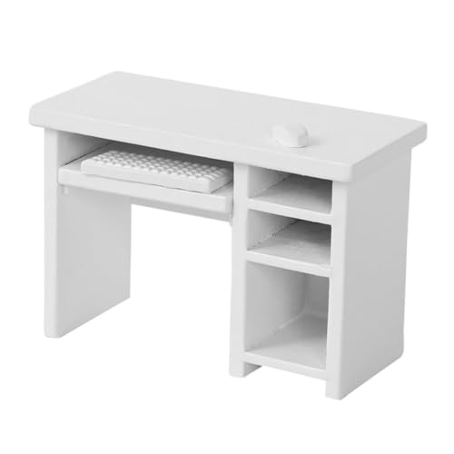 CHICAMPERA 1 Satz Puppenhaus Computertisch Mini Schreibtisch Büro kinderzimmer puppenhaus Einrichtung Puppenhaus Zubehör möbel Modell Puppenstubentisch Puppenhauszubehör Birke Weiß von CHICAMPERA