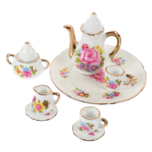 CHICAMPERA 1 Satz Tee Teilig Dekorative Teetassen für Puppenhaus Zubehör Blumenmuster für DIY Szenen und Puppenhaus Dekoration von CHICAMPERA