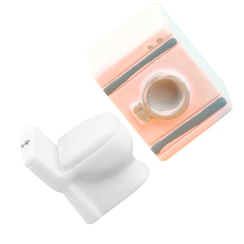CHICAMPERA 1 Satz Waschmaschine Toilettenmodell Miniatur Winzig Realistisch Puppenhauszubehör - Werkzeuge Unser Artikel Bausatz Puppendekor Klein Puppenhaus Waschmaschine Harz Weiß von CHICAMPERA