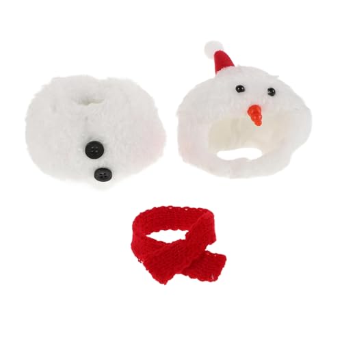 CHICAMPERA 1 Satz Weihnachtsstrampler weihnachtsbasteln Puppenkleidung Set Weihnachten Kleine Schneemannschals zum Basteln winzig Zubehör Mini-Schal Schneemann-Hut Plüsch von CHICAMPERA
