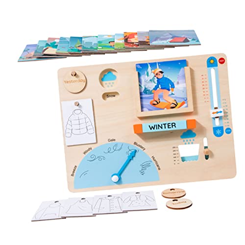 CHICAMPERA Wetter Lernspielzeug für Kleinkinder 1-3 Interaktive Wettertafel aus Holz Wetterstation mit Beschäftigungsbrett Pädagogisches Wetter Puzzle für Frühes Lernen von CHICAMPERA