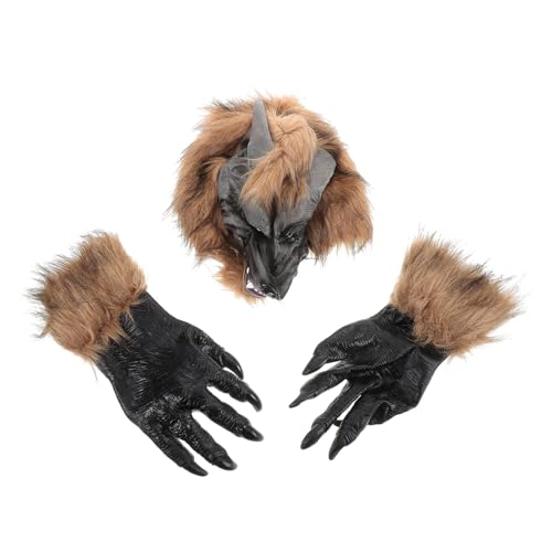 CHICAMPERA 1 Satz Wolfskopf Maske mit Krallenhandschuhen Halloween Cosplay Requisiten für Erwachsene Realistische Horrormaske für Kostümpartys und Karneval CHICAMPERA 1 Satz Wolfskopf Maske mit Krallenhandschuhen Halloween Cosplay Requisiten für Erwachsene Realistische Horrormaske für Kostümpartys und Karneval von CHICAMPERA