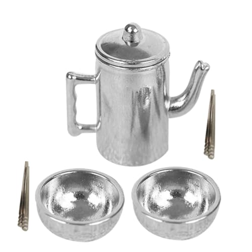 CHICAMPERA 1satz Miniatur Geschirrset Mit Wasserkocher Und Essstäbchen Für Puppenhaus Mit Schalen Und Essstäbchen Für Miniaturküche Und Dekoration von CHICAMPERA