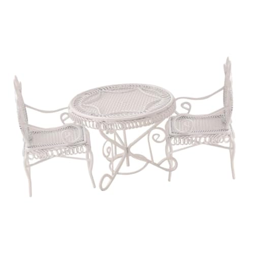CHICAMPERA 1satz Miniatur-eisenmöbel Für Puppenhäuser Aus Kaffee Tisch Und Stuhl Für Dekorationen Im Miniaturformat Detailgetreue Gestaltung Langlebige Materialien von CHICAMPERA