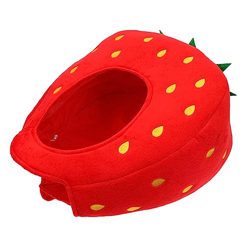 CHICAMPERA 1 Stück Erdbeer-Partyhut Erdbeerschäler Babymütze süße Plüschmütze Kappe faschingskostüme faschingkostüme Party-Kopfbedeckung Cosplay-Kopfbedeckung Zusammengesetzter Schwamm rot von CHICAMPERA