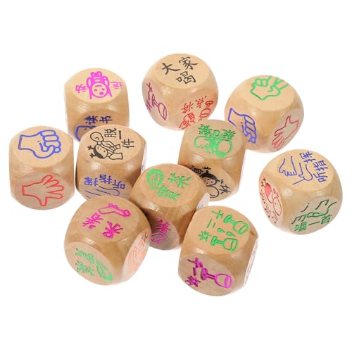 CHICAMPERA 10 Stück Kleine Holzspielwürfel Bunten Farben Interaktive Würfel für Spieleabende Familienfeiern und Kindergeburtstage Zufällige Designs von CHICAMPERA