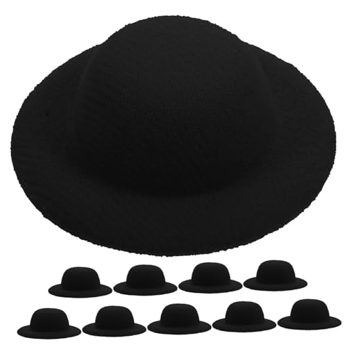 CHICAMPERA 10 Stück Kleines Strohhutspielzeug kleine Filzhüte Fee winziger Fedora-Hut Mini-Hut kleine Puppen Hut zubehör selber Machen Miniatur-Arbeiterpuppenhüte Eva Black von CHICAMPERA