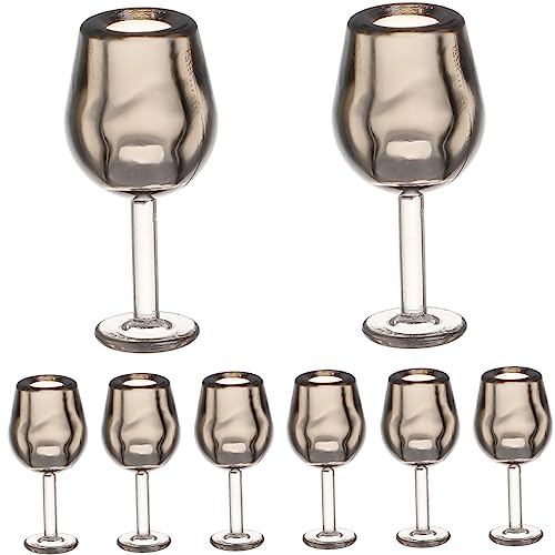 CHICAMPERA 10 Stück Mini Weinglas gestrichen Miniatur Mini Weingläser Party dünn Puppenküchenzubehör Mini-Puppenhaus-Weingläser puppenhaus zubehör mini Puppenstubenwein Plastik Grau von CHICAMPERA