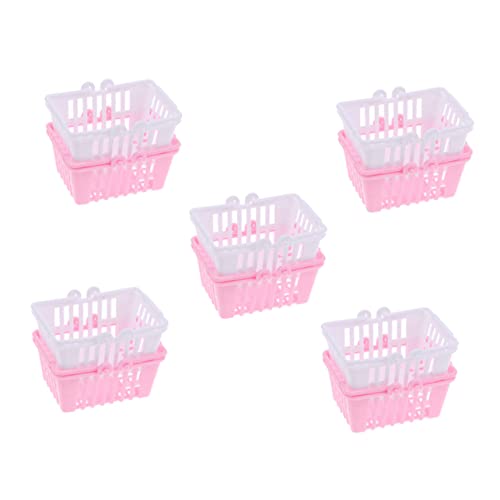 CHICAMPERA 10 Stück Puppen-Einkaufskorb Mini gefälscht einkaufskorb kindereinkaufskorb einkaufskorb für entzückendes Kinderspielzeug dekoratives Kinderspielzeug Plastik von CHICAMPERA