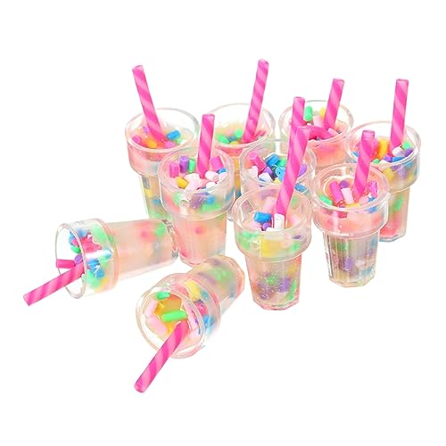 CHICAMPERA 10 Stück Simuliertes Milchteemodell Mini Puppenhauszubehör kleines Hauszubehör DIY Milchtee-Modelle Tiny House Milchtee-Modell Simulation Kleiner Milchtee Harz von CHICAMPERA