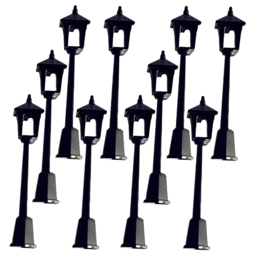 CHICAMPERA 10 Stück Simuliertes Straßenlichtmodell Weihnachts -straßenlampenmodell Miniaturen Miniaturlampe Winzig Klein Modell Straßenlaternen Solar- Mini-Lichter Schwarz Plastik von CHICAMPERA