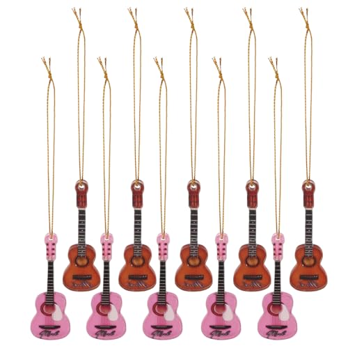CHICAMPERA 10 Stück Teiliges Miniatur Weihnachtsgitarre aus Acryl Detailreiche Mini Akustikgitarren Leichte Xmas Baumdeko Vielseitige Party Festtagsdekoration für Familie und Freunde von CHICAMPERA