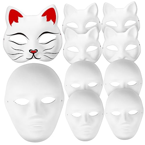 CHICAMPERA 10Stücke DIY Weiße Papiermaske Handbemalte Katzen und Männermasken für Karneval Cosplay und Halloween Kreatives Design für Unvergessliche Maskerade Partys CHICAMPERA 10Stücke DIY Weiße Papiermaske Handbemalte Katzen und Männermasken für Karneval Cosplay und Halloween Kreatives Design für Unvergessliche Maskerade Partys von CHICAMPERA