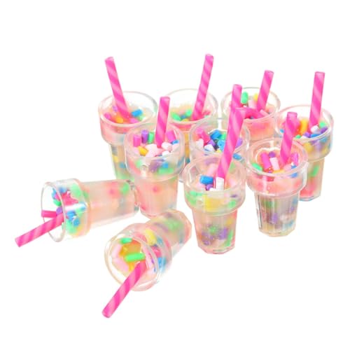 CHICAMPERA 12 Stück Mini Milk Tea Getränkemodell Tee Puppenhaus Miniaturen kleines Hauszubehör Mini- - Miniaturszene Dollhouse Dekorationen Mini- -Trinkdekor Hausdeko Mini Harz von CHICAMPERA