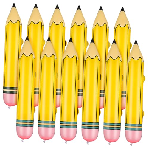 CHICAMPERA 12 Stück aufblasbares Bleistiftspielzeug Bleistift aufblasen Bleistifte Aufblasbarer Bleistift Riesiger Bleistift deko inflatable party props Extra große Bleistiftspielzeuge PVC von CHICAMPERA