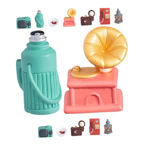 CHICAMPERA 14-teiliges Miniatur-haushaltsgeräte, Retro-puppenhaus-möbel, Puppenhaus-möbel-Set, Realistische Harzgeräte Für Heim- Und Bürodekoration von CHICAMPERA