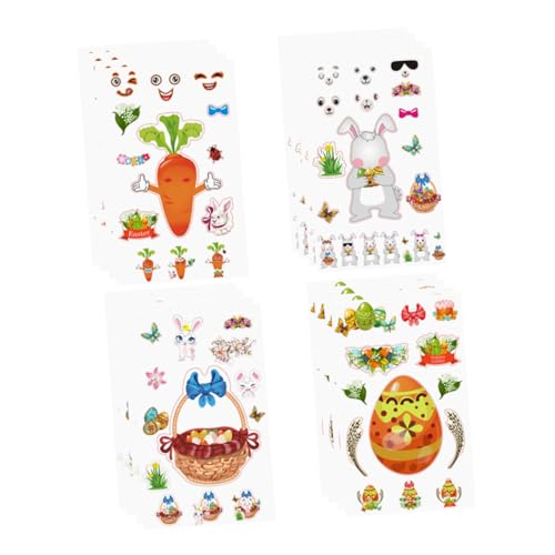 CHICAMPERA 16 Blatt Ostereier-Aufkleber Chaps kindercroks blumenkörbe kinderf tiegerkostuem schlüpfeier aufklebebuchstaben Kaninchen-Aufkleber Aufkleber für Bastelprojekte von CHICAMPERA