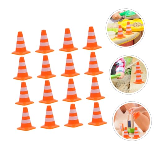 CHICAMPERA 16 Stück Teiliges Mini Verkehrsleitkegel für Sandtisch Robuste Kleine Warnkegel Zubehör Leuchtend Leicht Tragbar für Verkehrserziehung und Spielszenarien von CHICAMPERA