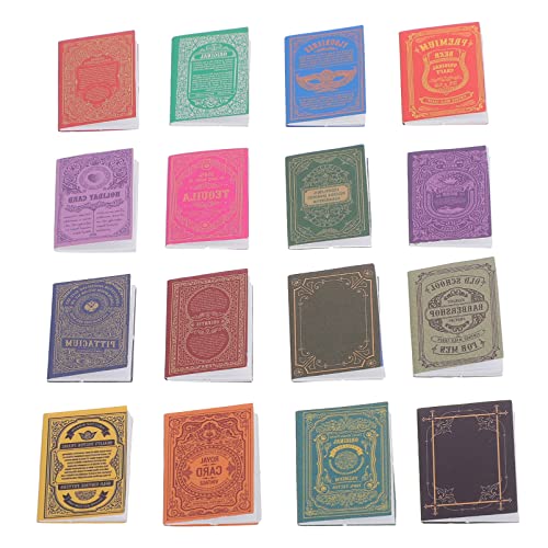 CHICAMPERA 16 Stück Teiliges Miniaturbücher für Puppenhäuser Klassische Notizbücher Zubehör für Kreative DIY Projekte und Mikrolandschaften von CHICAMPERA