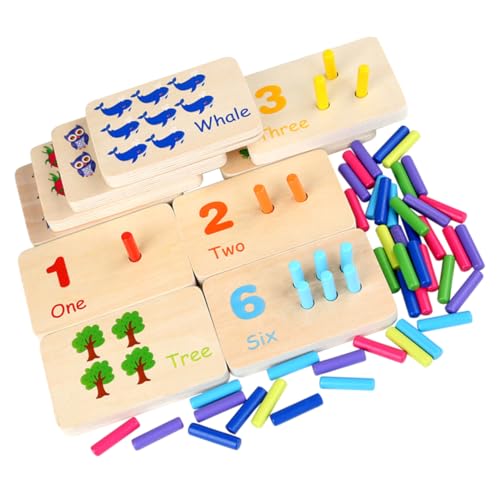 CHICAMPERA 1Satz Holzspielzeug für Montessori Zahlen Sortier und Konzentrationsspiel mit Bunten Blöcken für Kreative Lernspiele Geeignet für Eltern Junge Mädchen Aktivitäten von CHICAMPERA