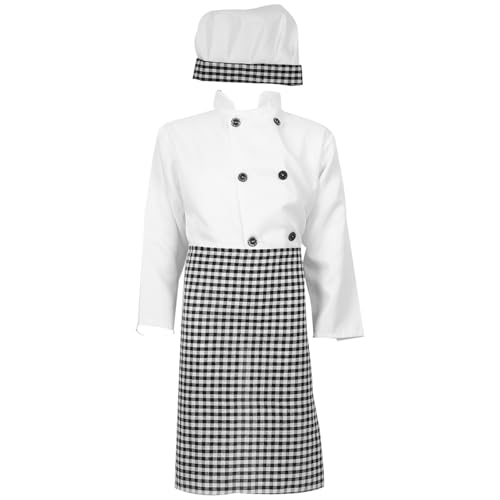 CHICAMPERA 1Satz Koch Rollenspielkostüm für Schürze Kochmantel und Bäckerhut für Kleine und Kreative Backabenteuer Fördert Interesse Am Kochen und Basteln von CHICAMPERA