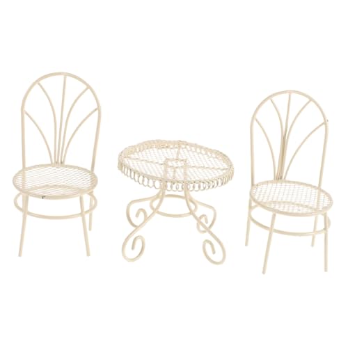 CHICAMPERA 1satz Mini Gartenmöbel Set Für Puppenhäuser Dekorative Tisch Und Stuhl Kombination Für Miniaturparks Elegant Und Leicht Zu Reinigen Charmante Ornamente Für Ihr Zuhause von CHICAMPERA