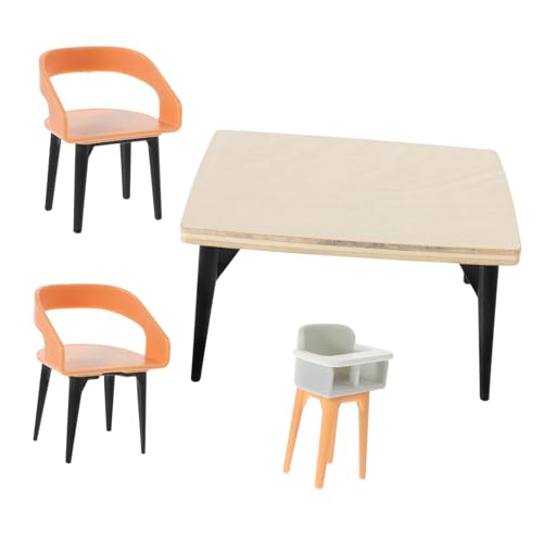 CHICAMPERA 1satz Miniaturisierte Möbel Für Puppenhäuser Teiliges Mit Esszimmerstühlen Tisch Und Hochstuhl Detailgetreues Design Für Puppenhaus Dekoration von CHICAMPERA