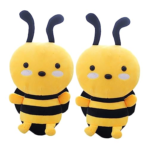 CHICAMPERA 2 Stück Bienenkissenspielzeug Biene Plüsch Weiches Kuscheltier Tiere Wurfkissen Stofftier Biene Ausgestopfte Bienen Kissen in Tierform Pp Baumwolle Yellow von CHICAMPERA