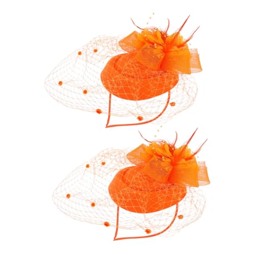 CHICAMPERA 2 Stück Elegantes Feder stirnband Vintage Netzschleier Haarschmuck Damen Party Cosplay Maskerade Accessoire für Kostümfest und Festliche Anlässe von CHICAMPERA