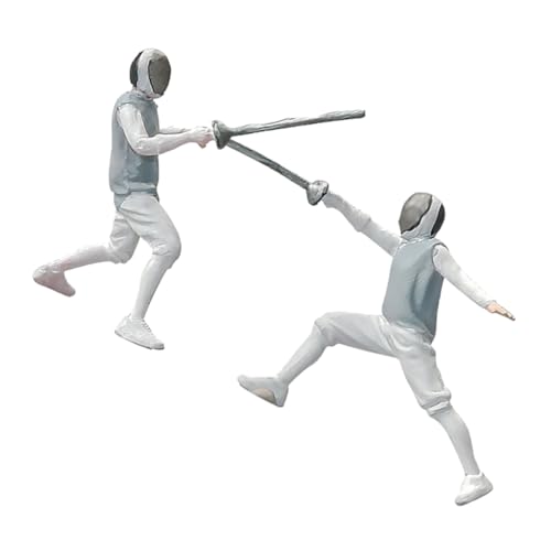 CHICAMPERA 2 Stück Fechtpuppenmodell Mini-Menschen-Modell Winzige Menschenfigur Diorama Menschenfiguren Miniaturszenen Harz von CHICAMPERA